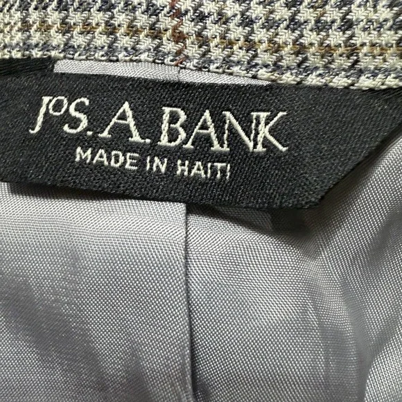 Jos A Bank Executive Blazer Gray Silk Wool 42R Houndstooth Windowpane $395 NWT - Picture 9 of 11